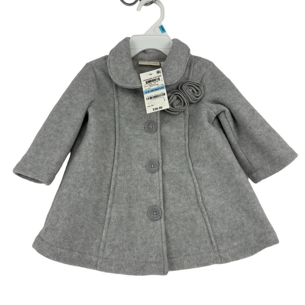 First Impressions Infant Pea Coat Jacket‎ Gray Button Up 3-6 Months Macy's